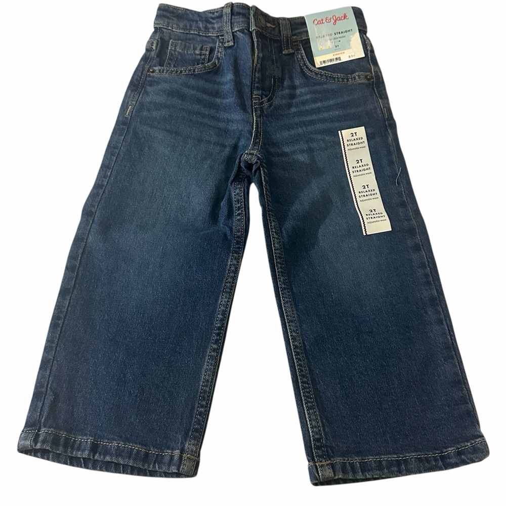 Cat & Jack Dark Wash Relaxed Straight Jeans 2T